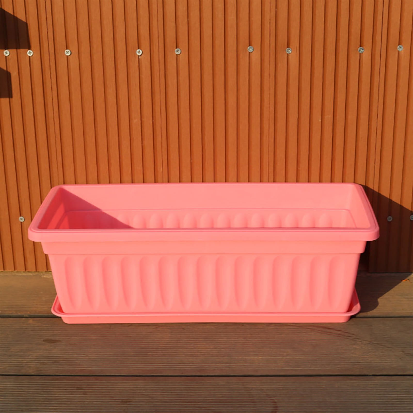 Window Box Planter, 17 Inches Vegetable Flower Plastic Planter Boxes with Tray, Rectangular Planter Indoor and Outdoor Flower Pots for Windowsill, Patio, Porch, Garden, Balcony