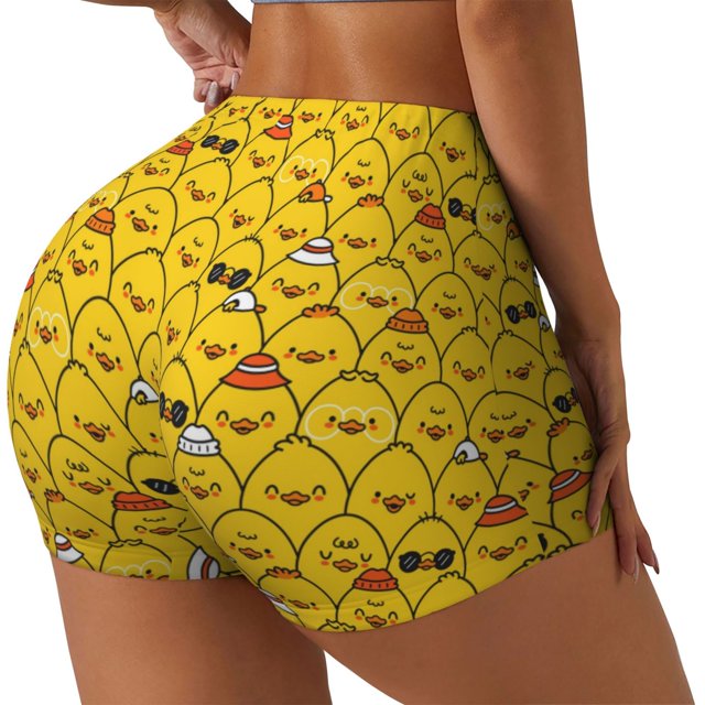 Fotbe Cute Funny Chicken Shorts Sin Costuras – Shorts Deportivos de Cintura Alta para Mujer, Elásticos para Gimnasio, Yoga, Running o Ciclismo-Small
