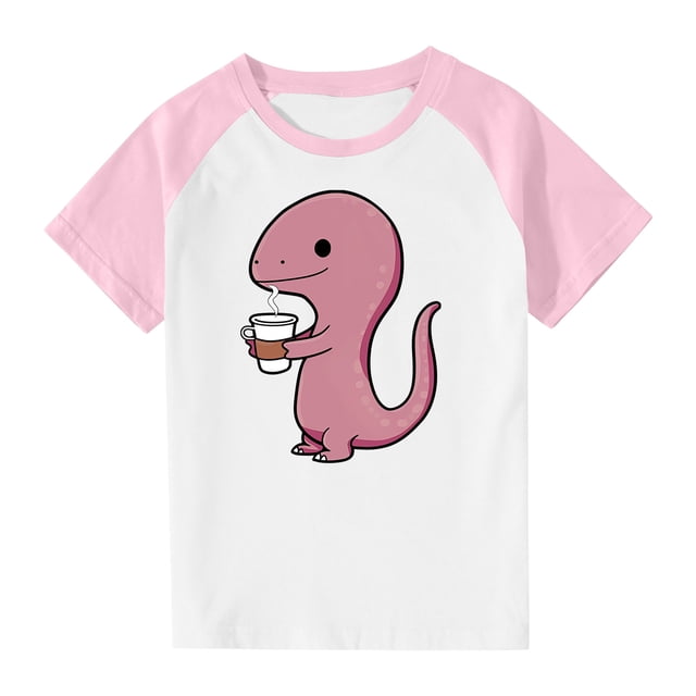 RXIRUCGD 2025 Vêtements d'Été pour Enfants Tout-Petits Garçons Filles Mode Mignon Col Rond Imprimé Manches Courtes Haut