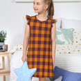 thumbnail image 4 of Fotbe Fall Buffalo Plaid Vestido de Dormir para Niñas de 3 a 10 Años, Mangas Cortas, Estilo Princesa, Pijama Camisón con Mangas Voladas-X-Large, 4 of 6
