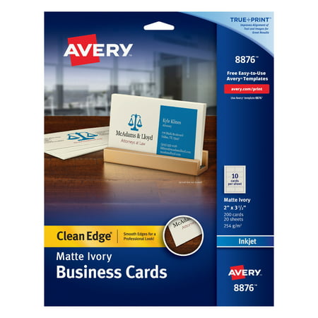 Avery Clean Edge Business Cards, True Print, Matte Ivory, Two-Sided Printing,2