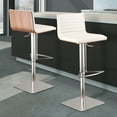 thumbnail image 6 of Armen Living Indoor Café Adjustable Height Swivel White Faux Leather and Walnut Bar Stool with Brushed Stainless Steel Base, 6 of 6
