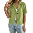 thumbnail image 7 of Admvng Women's Short Sleeve Cropped Blazer Lapel Collar Lightweight Cropped Suit Jacket Casual Work Tops, 7 of 7