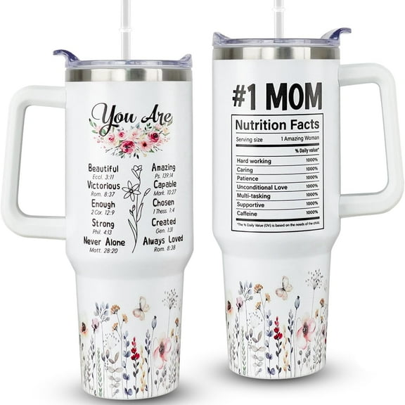 40oz Mom Tumbler with Handle, Mom Cup, Best Christian Mother''s Day Birthday Gifts for Mom from Daughter Son, Mama Gifts, Great Mother Gifts, Mom Gift, Gifts for Moms