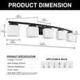 thumbnail image 4 of Briignite 5-Light Bathroom Light Fixture with Milk Glass Shades, Modern Stylish Vanity Lighting Fixtures for Bathroom, Black and White, 4 of 7