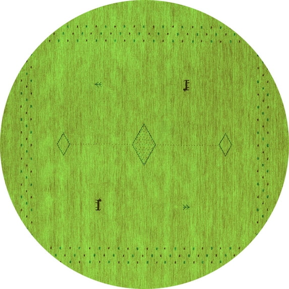 Ahgly Company Indoor Round Abstract Green Contemporary Area Rugs, 8' Round