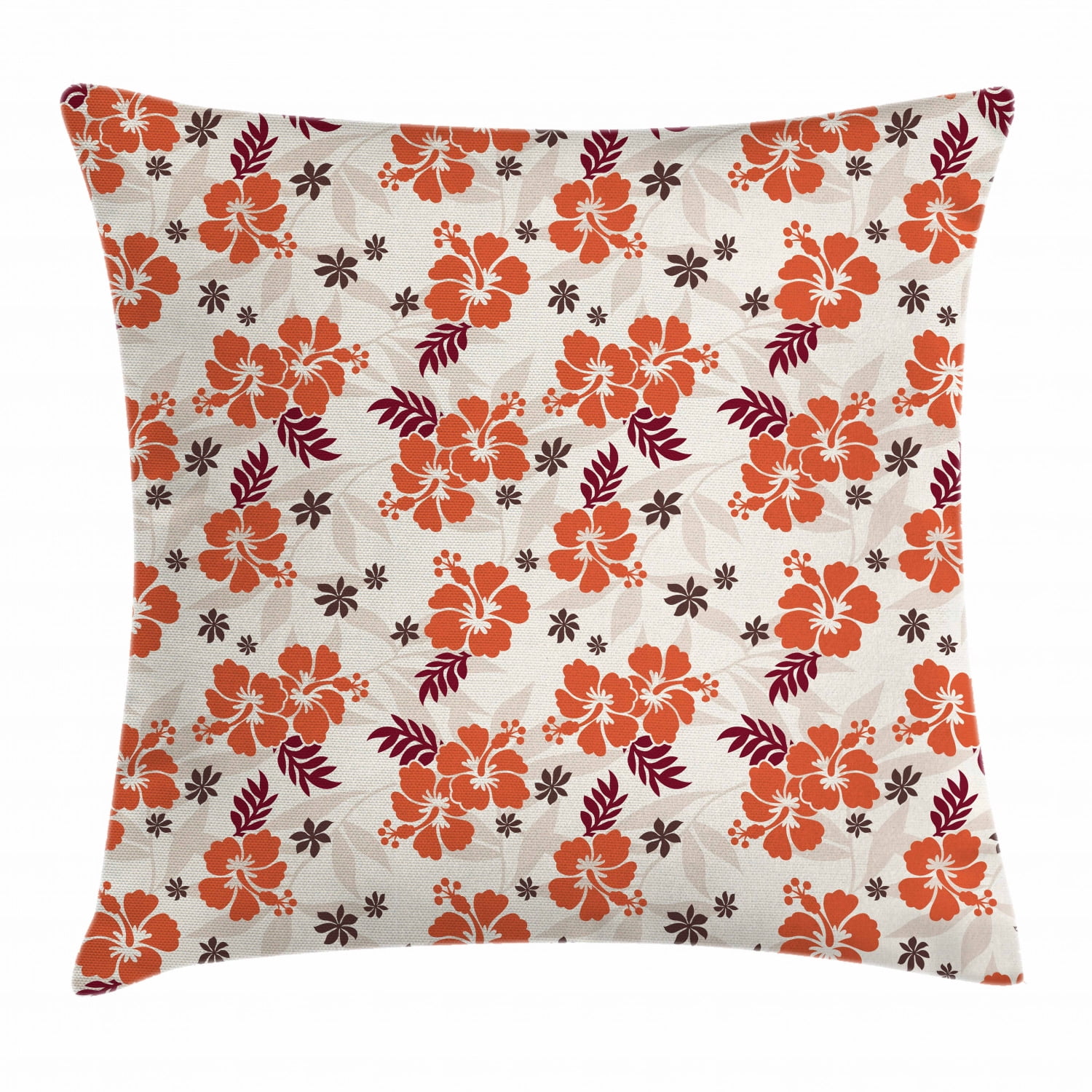 Hawaii Throw Pillow Cushion Cover, Abstract Aloha State Floral Pattern