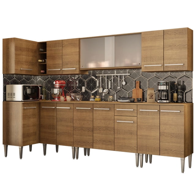 Cocina Integral Completa Esquinera 357cm Emilly Jazz Madesa 02 - Marrón