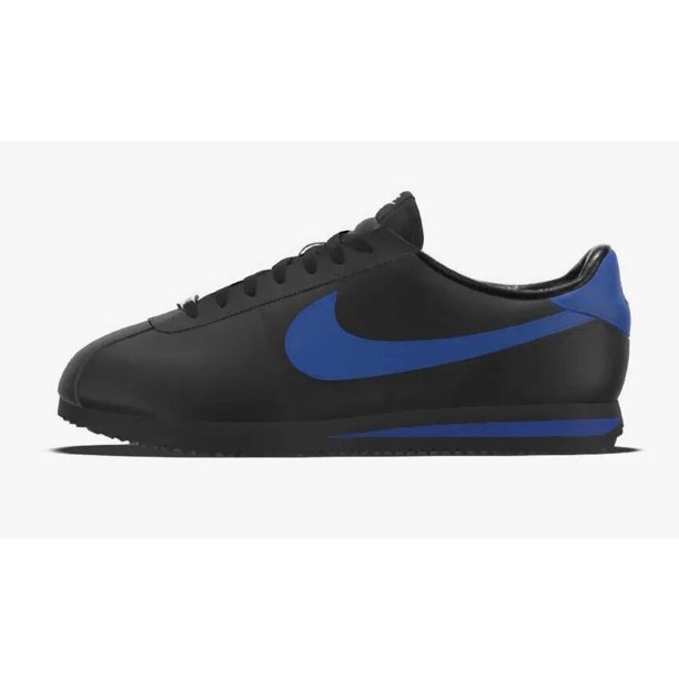 Men's Nike Cortez Prm Leather Black Blue Game Royal Swoosh Nike ID Authentic