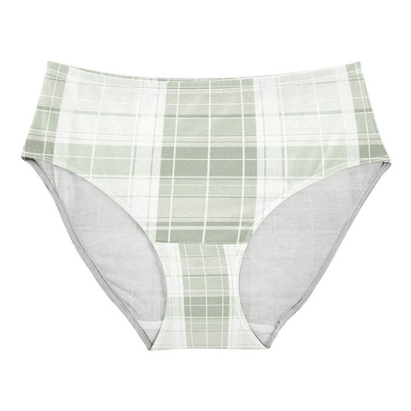 Women's Underwear White and Green Plaid Hipster Panties Underwear for women, X-Small