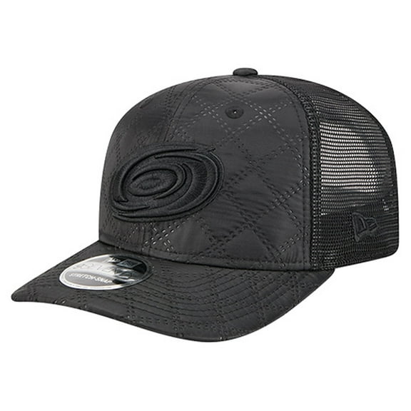 Men's New Era  Black Carolina Hurricanes Quilted Nylon 9SEVENTY Adjustable Trucker Hat