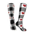 thumbnail image 4 of Balery Heart Black Buffalo Plaid Gingham Printed Novelty Socks Men's Women's Crew Socks Sports Socks Knee High Socks Cotton Socks Quirky and Cool Socks, 4 of 9