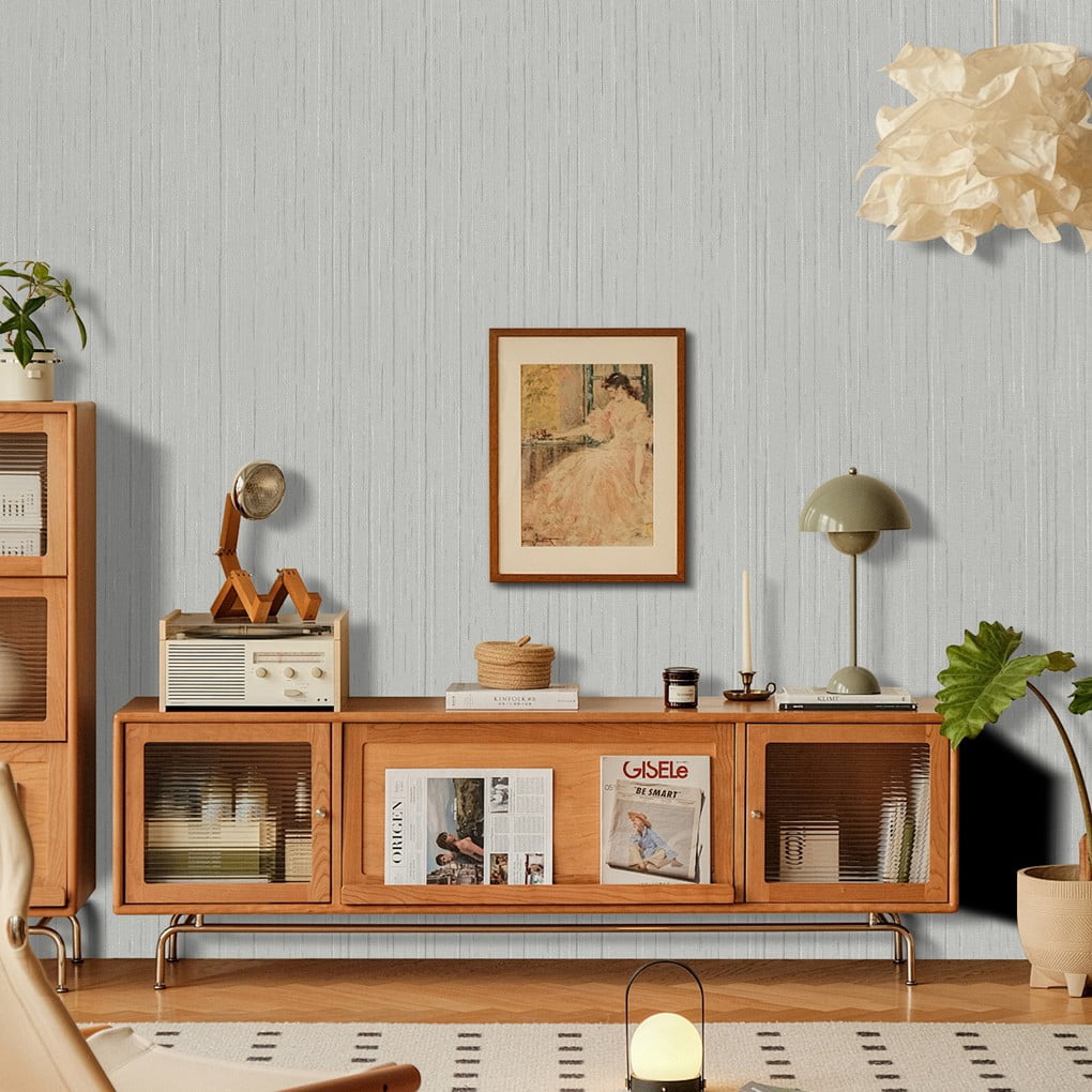Arthome 23.6"x400" Peel and Stick Wallpaper Grasscloth Textured Wall Covering,Self-Adhesive and Removable Contact Paper for Bedroom,Cabinet Countertop,Stick On Wall Paper(Grey)