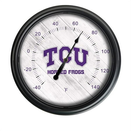 NCAA Texas Christian University Horned Frogs 14 in. Dia. Indoor & Outdoor LED Thermometer, Black