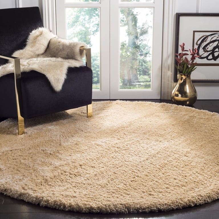 SAFAVIEH Colorado Tarek Solid Shag Area Rug, Champagne, 6' x 9