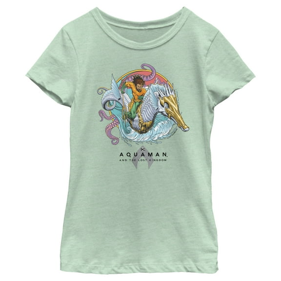 Girl's Aquaman and the Lost Kingdom Seahorse Logo Graphic Tee Mint X Large