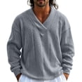 thumbnail image 6 of Sweaters Zaewscy Men's V‑Neck Cable Knit Sweater Long Sleeve Loose Casual Pullover Jumper Gray XL, 6 of 9