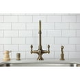 thumbnail image 4 of Kingston Brass KS1763ALBS Vintage Two-Handle 2-Hole Kitchen Faucet with Brass Sprayer in Antique Brass, 4 of 7