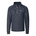 thumbnail image 2 of Men's Cutter & Buck Heather Navy Detroit Lions Big & Tall Mainsail Sweater-Knit Raglan Half-Zip Jacket, 2 of 3