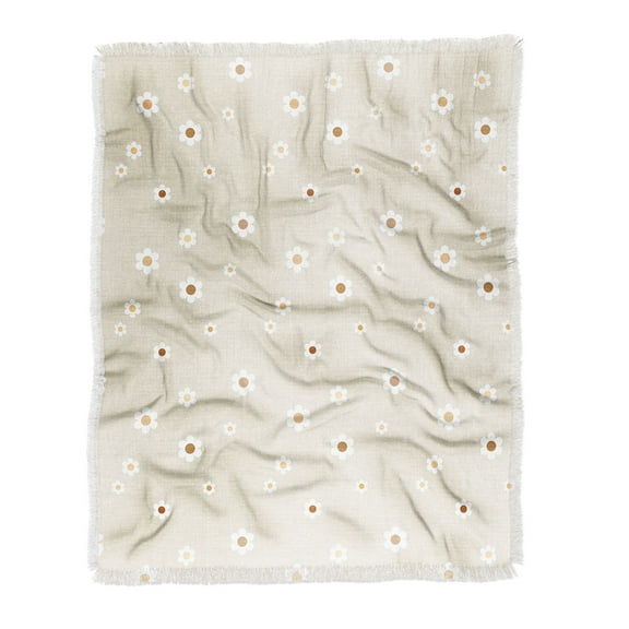 Society6 Iveta Abolina Tossed Daisies Neutral Woven Throw Blanket