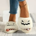 thumbnail image 4 of LIJCC Women Men Spooky Slides Halloween Spooky Slippers Jack O Lantern Pumpkin Soft Plush Cozy Open Toe Slippers Fuzzy Plush Winter Indoor Outdoor, 4 of 4