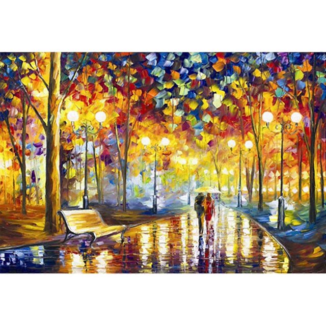 Wooden Jigsaw Puzzles 1000 Pieces for Adults, Scenery Landscape Jigsaw Puzzles, Entertainment DIY Toys for Creative Gift Home Decor (Rainy Night Walk