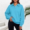 thumbnail image 5 of Women's Loose Casual Sweatshirts,2‑Button Collar Long Sleeve Solid Pullover Tops,Weekend Outing, 5 of 6
