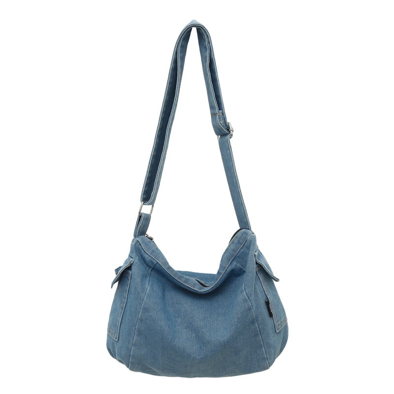Denim Bag Purse Handbag Canvas Tote Bags With Zipper Large Shoulder Bag ...