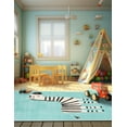 thumbnail image 3 of Unique Loom Whimsy Kids Collection Area Rug - Zebra (5' 3" x 8' Rectangle Teal/Ivory), 3 of 9