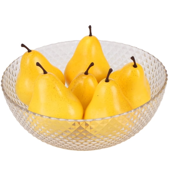 6PCS Fake Pears, Artificial Golden Pears for Decoration, Realistic Faux Fruit Props, Lifelike Simulation Fruits, Yellow Craft Pears for Homes, Stores, Photography