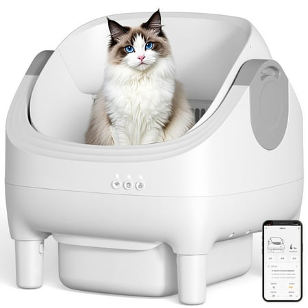 Osoeri 10L Open-Top Automatic Self-Cleaning Cat Litter Box, App Control, Safety Sensors & Odor-Free for Multi-Cat Homes.