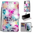 thumbnail image 2 of For Samsung Galaxy S22 Case, Mantto Magnetic PU Leather Phone Case With Hand Rope Strap Cute Pattern Painted Flip Credit/ ID Card Wallet Slots Stand, Gradient Flower, 2 of 8