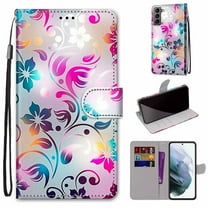 Allytech Galaxy S22 Plus Case with Detachable Hand Strap, PU Leather Flip Phone Case with Card Slots Holder Foldable Stand Magnetic Closure Cover for Samsung Galaxy S22 Plus 6.6" 2022, Colorful Floral