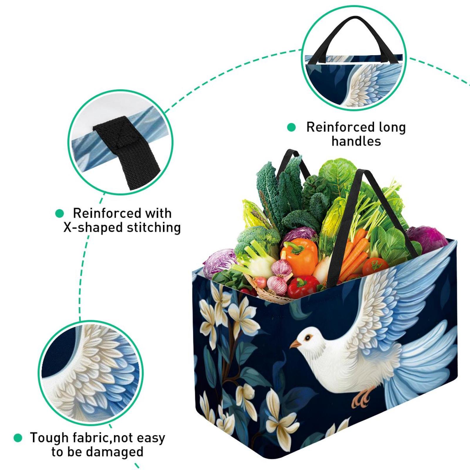 Capacity Reusable Oxford Cloth Laundry Organizer Cube Organizer Easter Basket Beach Bag Foldable Gray Color Home Organization Storage Bin Basket Bin Container with Handles for Bedroom, Bathroom