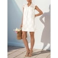 thumbnail image 5 of Women'S Casual Summer V Neck Dress with Short Loose Ruffle Sleeve Romper Dress White M, 5 of 7