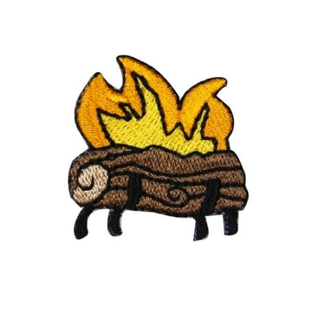 ID 3178B Log Camp Fire Patch Fireplace Camping Wood Embroidered Iron On (Best Place To Put Estrogen Patch)