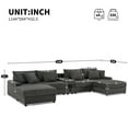 thumbnail image 3 of Harper & Bright Designs U-Shaped Sectional Sofa Set with Console and Cup Holders, 4-Seat Couch with Ottoman and Wide Seat, Corduroy Upholstered Sectional Sofe with USB Charger and Storage, Dark Gray, 3 of 15