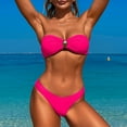 thumbnail image 2 of GEWSEY Women Strapless Bandeau Bikini Set Knot Two Piece Swimsuit Side Tie Cheeky Bathing Suits Red, XL, 2 of 5