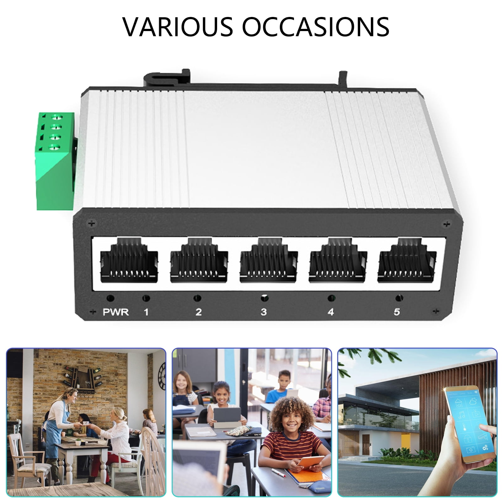 Miniature 5 Port Gigabit Ethernet Switches Aluminum Housing Rails Installation Fast Speed Data Transfer Not Power Unit
