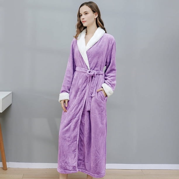 Camisón de franela para otoño e invierno, albornoz grueso y alargado para parejas, ropa de casa para hombres