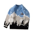 thumbnail image 2 of KYAIGUO Toddler Baby Kids Pullover Sweater for Boys Girls Warm Thickened Knit Round Neck Sweater Cartoon Snow Mountain Sweater Top for Infant, 2 of 7