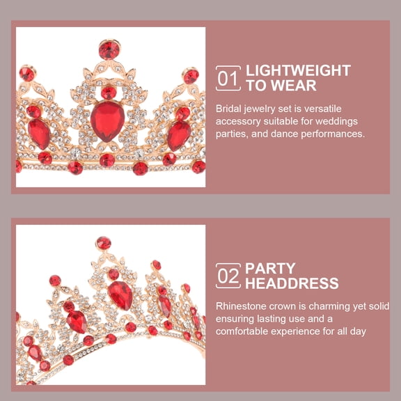 UPOUART Red Rhinestone Bridal Bachelorette Wedding Headpiece Alloy Accessory for Brides and Parties