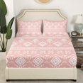 thumbnail image 3 of Erosebridal Bohemian Aztec Twin Sheet Sets, Tribal Geometric Pattern Bedding Twin Size, Pink 3-Piece, 3 of 7