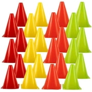 7 Inch Plastic Traffic Cones Sport Training Cone Sets-Indoor/Outdoor and Festive Events Multi Color Agility Skate Soccer Marker Cones Sports Equipment (24 Pack)