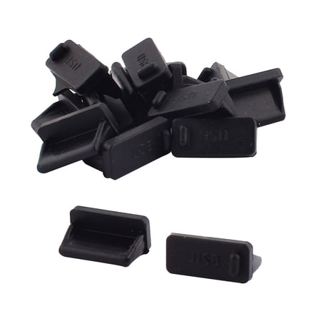 Unique Bargains Computer Rubber USB 2.0 Type A Female Port Dust Dustproof Cover Plug Black 15pcs