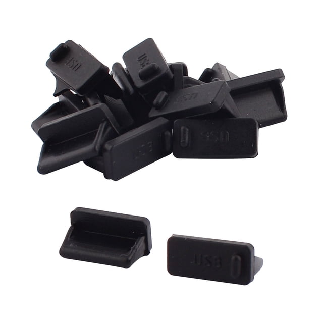 Unique Bargains Computer Rubber USB 2.0 Type A Female Port Dust Dustproof Cover Black 15pcs