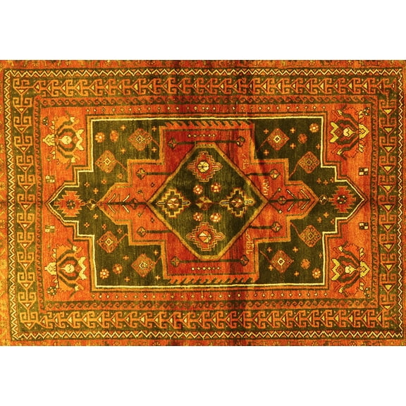 Ahgly Company Indoor Rectangle Persian Yellow Traditional Area Rugs, 6' x 9'