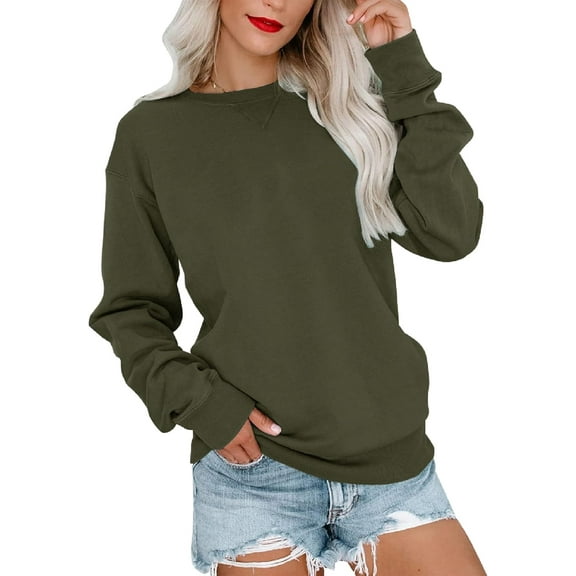 FUNING Womens Casual Long Sleeve Sweatshirt Crew Neck Cute Pullover Relaxed Fit Tops