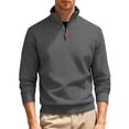 thumbnail image 2 of pstuiky camisas de manga larga para hombre, Blusa/camiseta informal y moderna de terciopelo de punto con cuello alto y cremallera para hombre, de color liso camisetas de hombre s, 2 of 6
