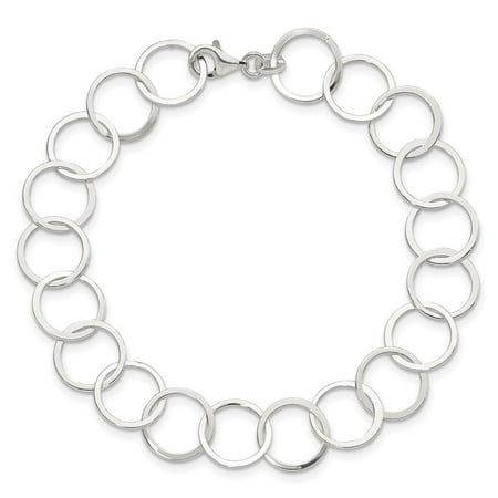 925 Sterling Silver Circle Chain Bracelet for Women 7.5"